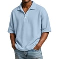thumbnail image 2 of Qwertyu Mens Polo Shirts Short Sleeve Collared Henley Waffle Shirt Casual Big and Tall Summer Golf Shirts Beach T-Shirts Light Blue 3XL, 2 of 7