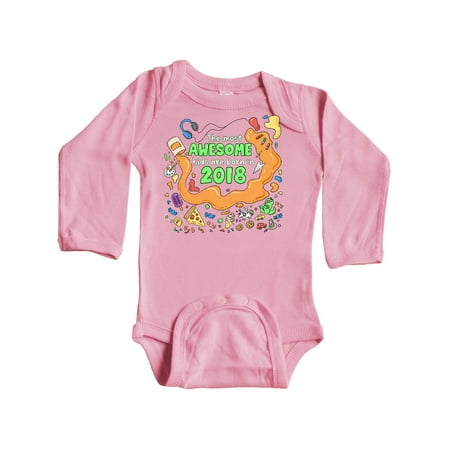 

Inktastic The Most Awesome Kids are Born in 2018 Gift Baby Boy or Baby Girl Long Sleeve Bodysuit