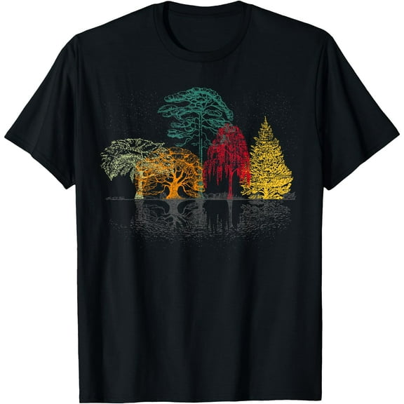 Colorful Trees Wildlife Nature Outdoor Reflection Forest Unisex T-Shirt for Men Women Kids Toddler