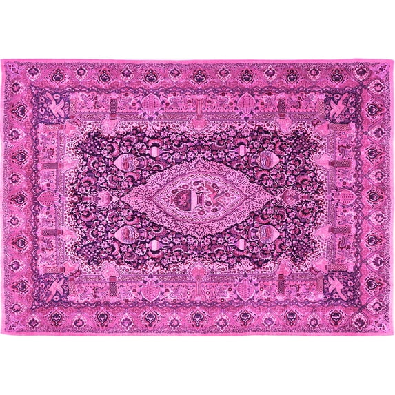 Ahgly Company Indoor Rectangle Medallion Pink Traditional Area Rugs, 5' x 7'