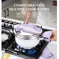 thumbnail image 5 of Koch Systeme CS Small Pressure Cooker Stainless Steel, 3.2 Quart Olla de Presion, One-Press Locking, 18/10 Stainless Steel Pressure Cooker, Induction Compatible, with Glass Lid, Purple, 5 of 11