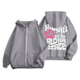 thumbnail image 2 of zaveiop Zip up Hoodie for Women Plam Ocean Beach Sweatshirt Flower Puff Graphic Aesthetic Oversized Tops (Grey, S), 2 of 5