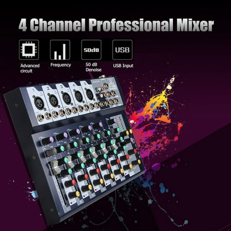 4 Channel Professional Stage Live Mixer With USB Interface Mixing