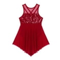 thumbnail image 3 of Sxiwei Kids Girls Sleeveless Shiny Sequins Lyrical Dance Dress High Low Ballet Dress Ballerina Burgundy 8, 3 of 7