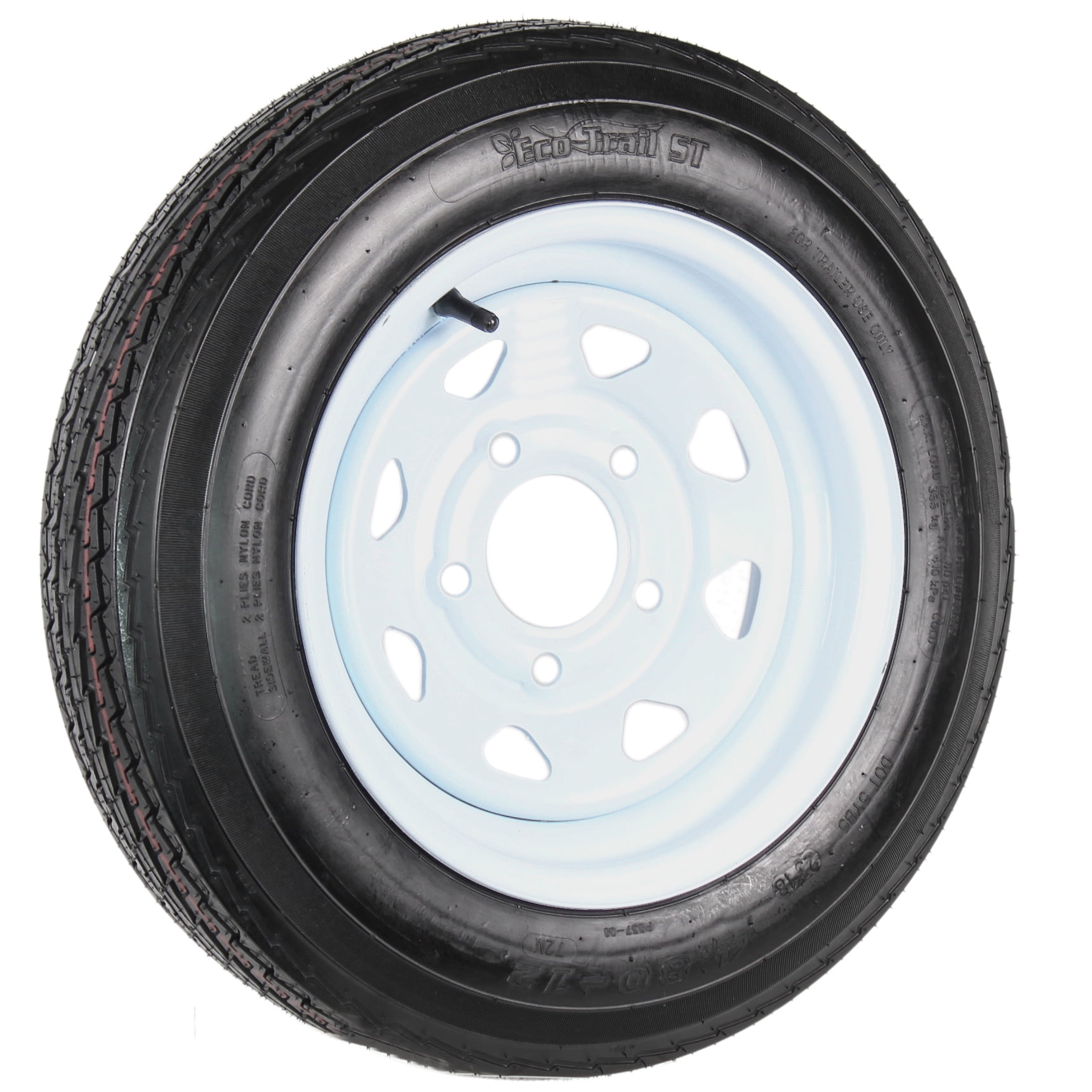 2pcs 4.8-12 5lug LRC P811 Tubeless Trailer Tires & Rims 4.8-12-6PR 5LUG Wheel White Spoke 