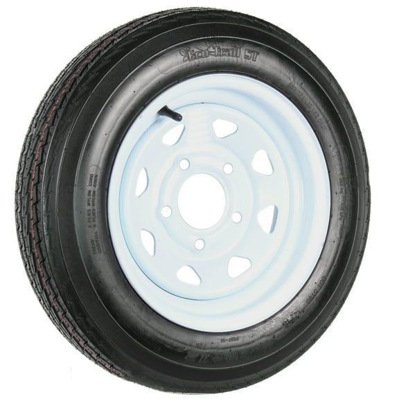 eCustomrim Trailer Tire Rim 4.80-12 480-12 4.80 x 12 12 in. Load B 5 Lug Wheel White Spoke