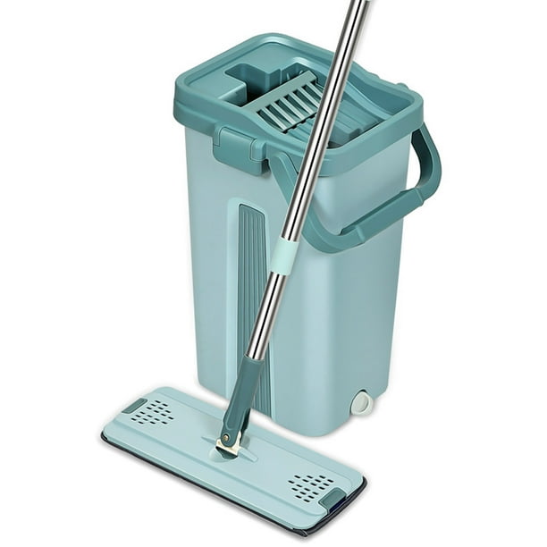 Flat Floor Mop and Bucket Set , Self Cleaning , Automatic Squeeze