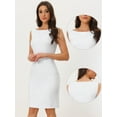 thumbnail image 2 of Unique Bargains Sleeveless Sheath Dress Women's Boat Neck Casual Office Dresses M White, 2 of 6