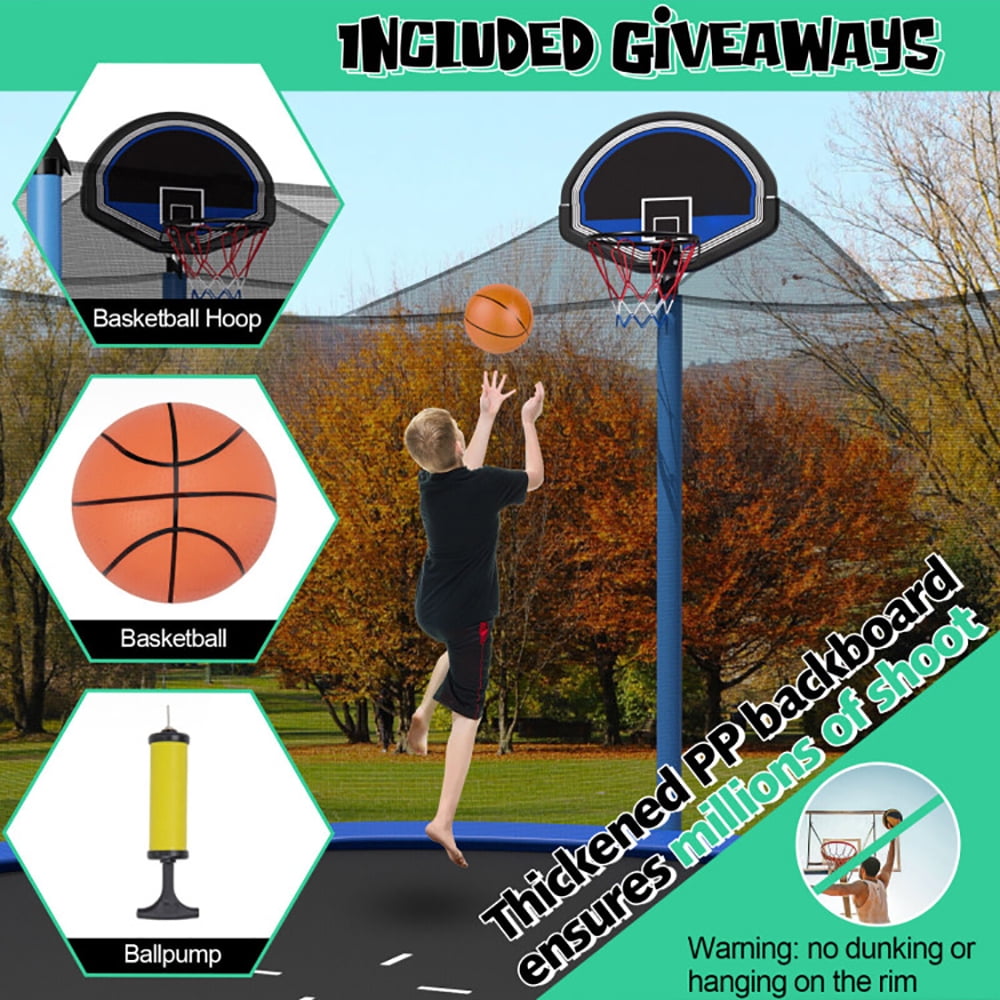 Barara King Backyard Trampoline, Trampoline,Outdoor Recreational Trampoline with Ladder and Enclosure Net-12 ft