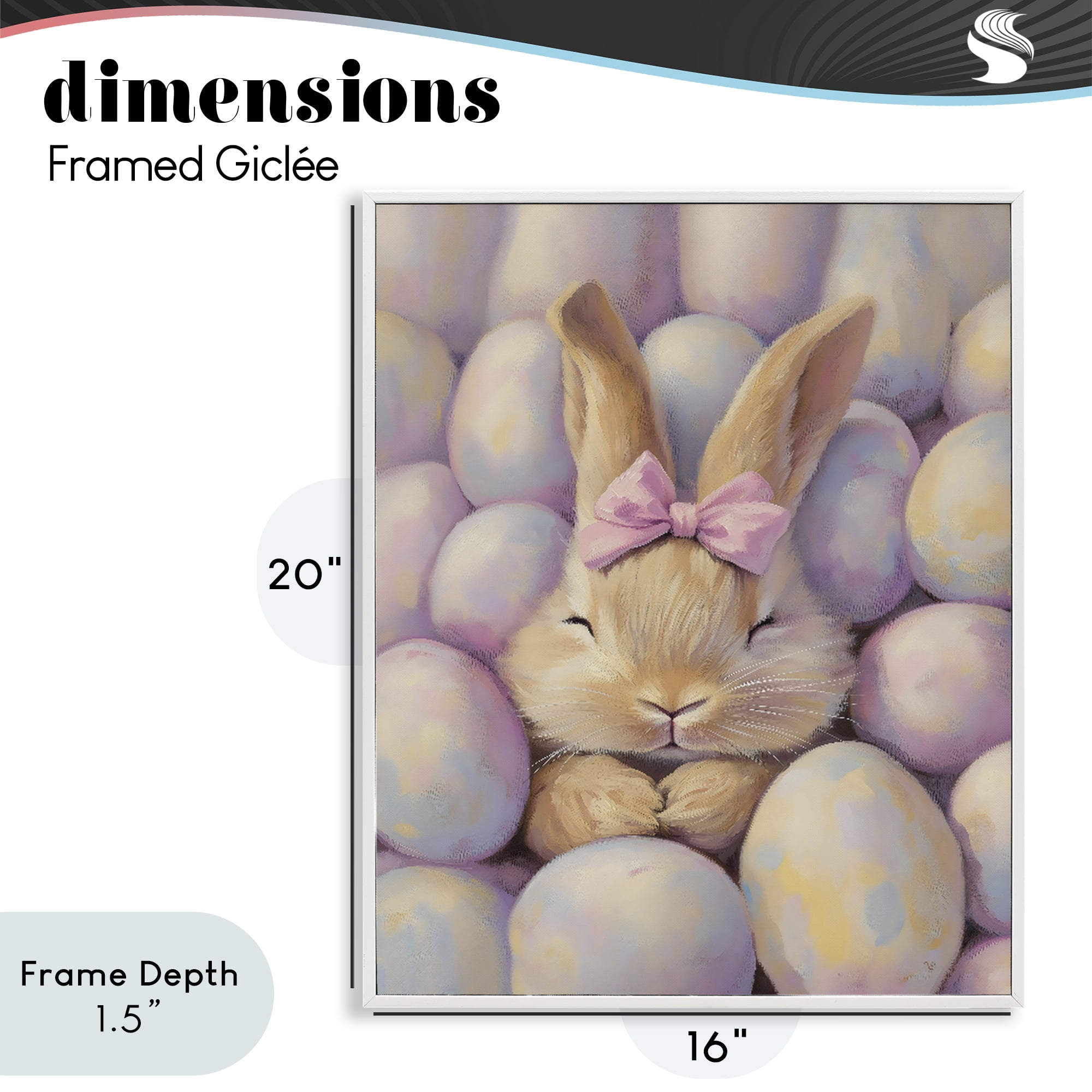 Stupell Industries Easter Bunny Nestled in Eggs White Framed Giclee Art, design by The Prints Vibe