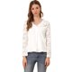 thumbnail image 1 of Allegra K Blusa con panel floral de encaje para mujer, cuello en V, manga larga, botón, frente, gasa, top blanco XL, 1 of 6
