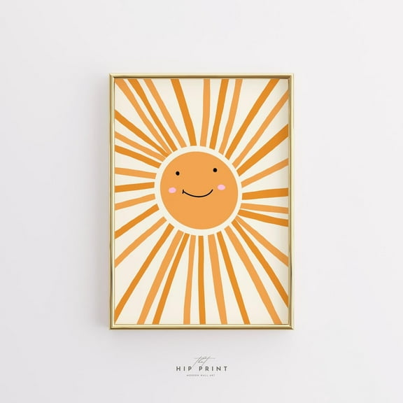 Smiling Sun Nursery Wall Art, Cute Sunshine Decor For Kids Room, Happy Sun Artwork, Playful Wall Art, Wall Art, Modern Wall Decor, 8x12 UNFRAMED