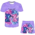 thumbnail image 1 of Conjuntos de ropa de puntada, chándales con estampado 3D de dibujos animados de verano, disfraces de Stich para niños, camisetas de manga corta para niñas, pantalones cortos, ropa Outfits14T Gao Jinjia LED, 1 of 2