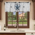 thumbnail image 6 of Texas Star Vintage Curtain Valances for Windows, Kitchen Valance Window Treatments Panel 2 Pack, Navy Blue Retro Wooden Berry Rod Pocket Short Curtains for Bathroom Bedroom 42 x 12 Inch, 6 of 8