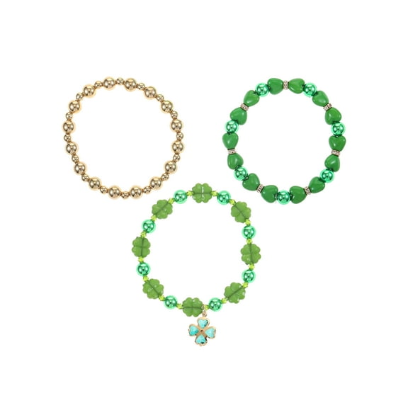 Way to Celebrate St. Patrick's Day Bead Stretch Bracelets, 3 Piece