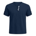 thumbnail image 5 of YLSDY Men's Collarless Vacation Shirt, Short Sleeve Button-Down Casual Top, Lightweight for Beach & Travel Navy S, 5 of 5