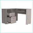 thumbnail image 2 of Desks, L-Shaped with Left Return, Retractable Keyboard Tray, Two Drawers, Open Shelf | Light Gray | Particle Board, 2 of 6