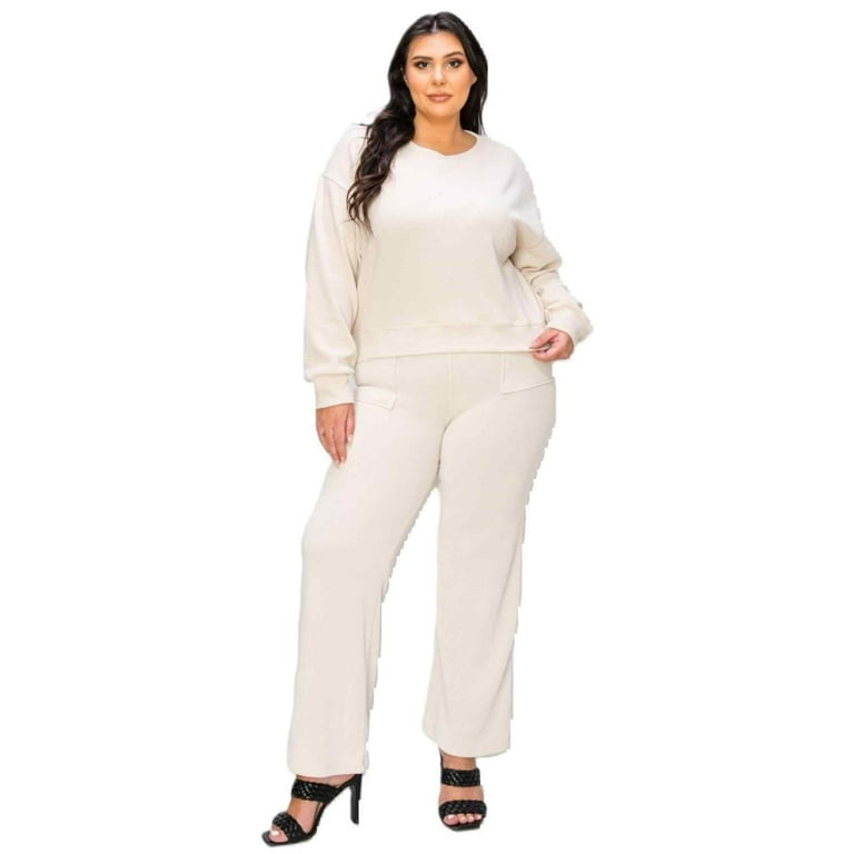 Women's Wide-Leg Corduroy Pants, Ivory, XL