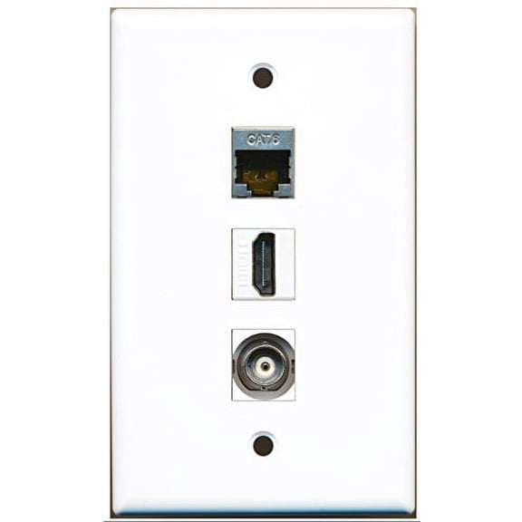 RiteAV - 1 Port HDMI 1 Shielded Cat6 Ethernet 1 BNC Wall Plate