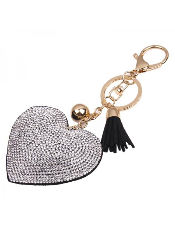 Diamond star shaped pendant bag car key ring with crystal bow keychains