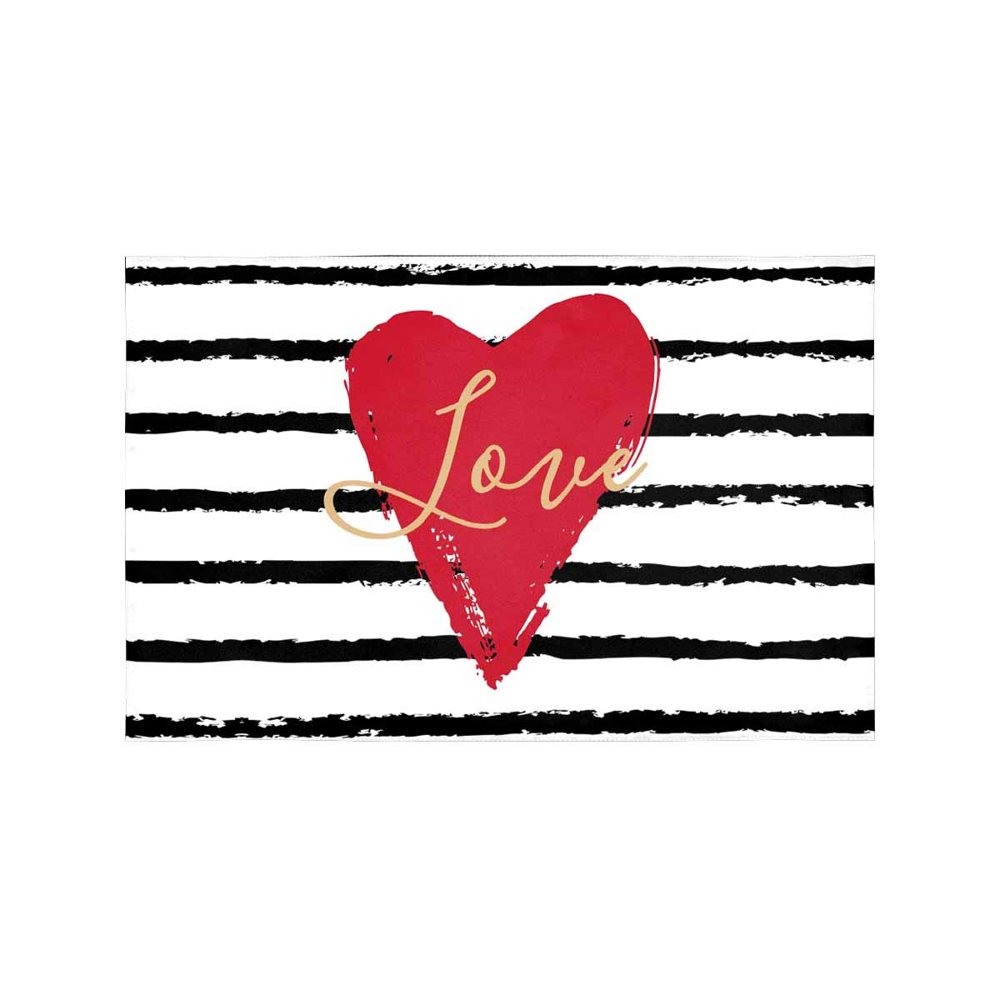 MKHERT Valentine's Day with Red Love Heart on Striped Background