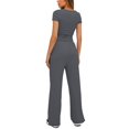 thumbnail image 4 of WBQ Womens 2 Piece Outfits Sweater Sets Knit Short Sleeve Crop Tops High Waisted Pants Lounge Sets, 4 of 6