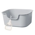 thumbnail image 3 of Open Top Pet Litter Tray Kitten Toilet Cat Sandbox Large Space Bedpan Cat Litter Gray, 3 of 9