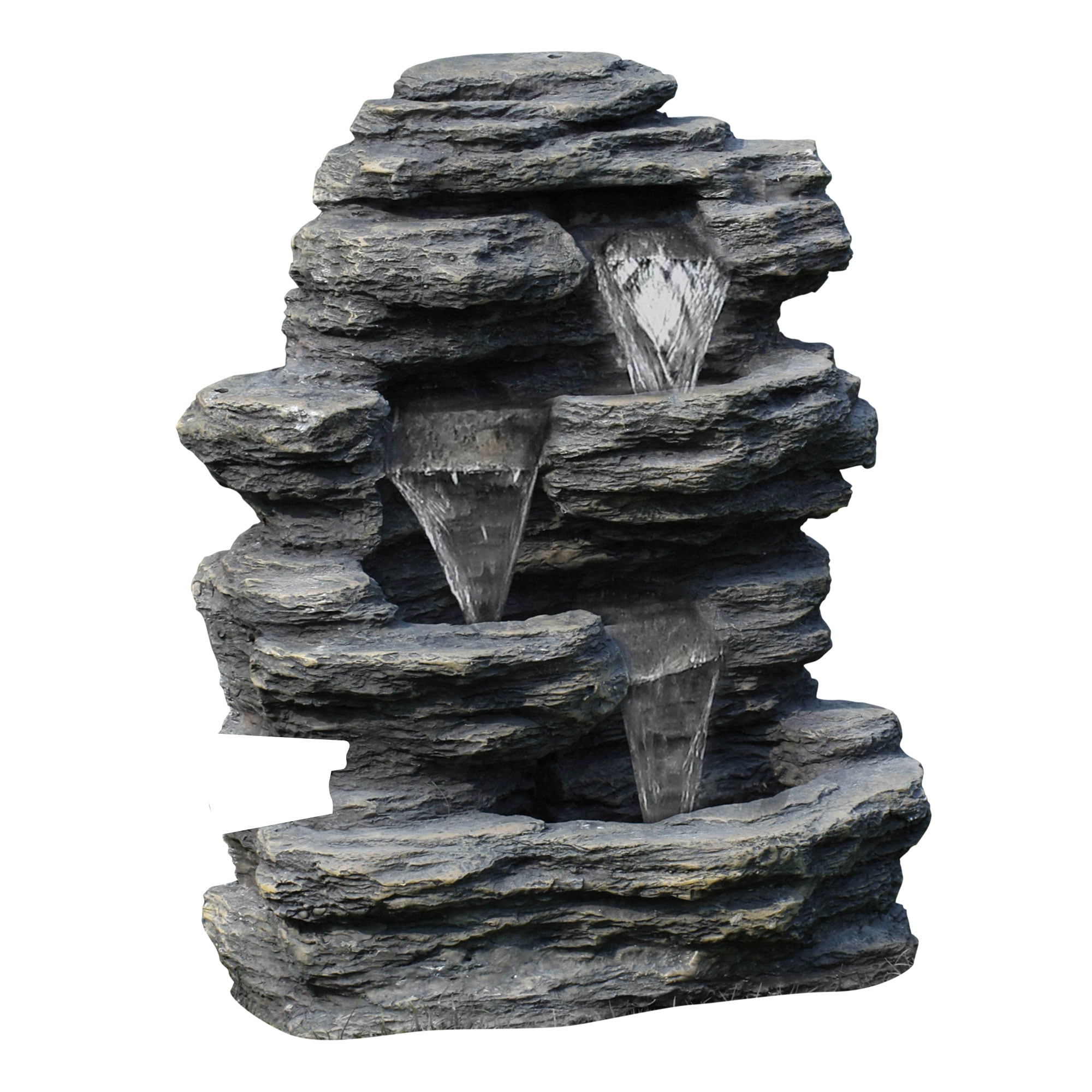 Pure Garden 3-Tier Faux Rock Cascading Outdoor Waterfall Fountain