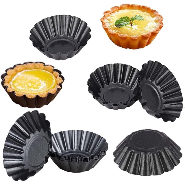 Mini moldes para tartas de acero al carbono antiadherente, 12 Uds., tarta de huevo, molde para hornear cupcakes reutilizable JAMW Sencillez
