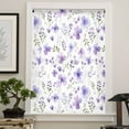 thumbnail image 4 of Purple Spring Floral Semi Sheer Curtains Drapes for Living Room, Bedroom, French Doors Window 45 Inches Long, Pastoral Botanical Watercolor Rod Pocket Chiffon Curtain Drapery Voile Draperies Panel, 4 of 6