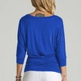 thumbnail image 4 of Women's Luxe Rayon V Neck Dolman 3/4 Sleeve With Side Ruched Top Lightweight fabric with Great Stretch RoyalBlue 2X, 4 of 5