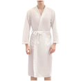 thumbnail image 2 of Frnrwgo Mens Yukata Robe Soft Lightweight Tie Waist Pockets Solid Color Home Bathrobe, 2 of 4