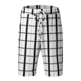 thumbnail image 3 of pxiakgy mens shorts men casual plaid printed business mid waist stretch drawstring shorts with pockets men casual shorts black + l, 3 of 6