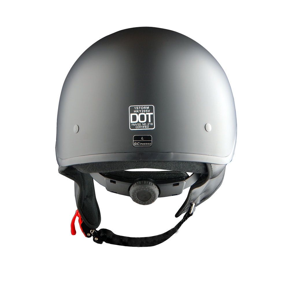 1Storm Motorcycle Half Face Helmet Mopeds Scooter Pilot with retratable Inner Smoked Visor HKY205V, Matt Black