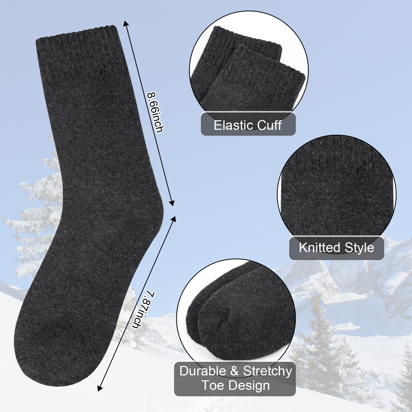 KOITHOT 5 Pcs Winter Beanie Hat Scarf Touchscreen Gloves Set with Wool Socks for Men Women Black