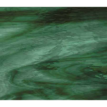 OCEANSIDE STAINED/FUSING GLASS SHEETS - DEEP OLIVE/SEA GRN WATERGLASS (Large 10" x 16")