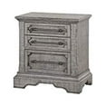 thumbnail image 2 of Benjara Wooden Nightstand with Three Drawers and Designer Base, Gray, 2 of 5