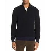 The Men's Store Wool Blend Half-Zip Boucle Sweater Navy-Small