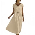 thumbnail image 5 of YTCAMLO 100%Cotton Summer Dresses for Women Fashion Boho Hollow Out Trim Short Sleeve Maxi Dress Comfy Breathable A Line Long Dresses, 5 of 9