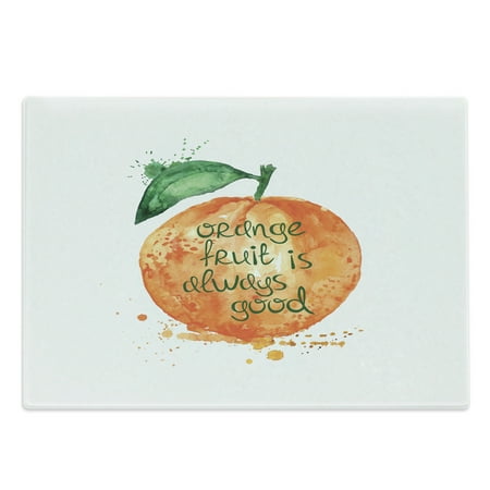 

Fruit Cutting Board Watercolor Style Brush Strokes Orange is Always Words Healthy Life Design Decorative Tempered Glass Cutting and Serving Board Large Size Green and Orange by Ambesonne