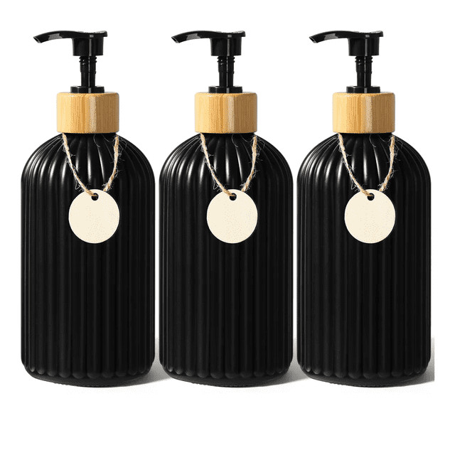 Dispensador Jabon Líquido 540 Ml Jabonera Bano Con Etiqueta Xtellar Negro