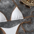 thumbnail image 4 of Two Piece Bikini Sets for Women Contrast Binding Triangle Halter Top Side Tie High Cut Bathing Suits Classic Beachwear Outfits, 4 of 7