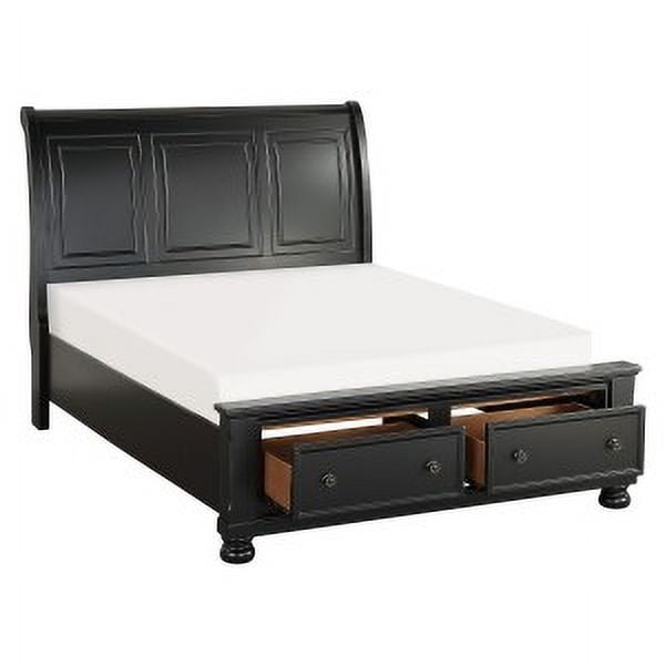 Queen Sleigh Platform Bed with Footboard Storage