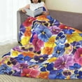 thumbnail image 6 of Fuzoiu The Garden Tricolor Pansy Flower Print Ultra-Soft Micro Fleece Blanket,All Seasons Flannel Throw, Lightweight Blanket for Bed, Sofa, Couch, Movie Night, Camping, and Travel-50"x40", 6 of 7
