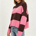 thumbnail image 4 of Fewfanhot Fall Sweaters for Women Striped Mock Neck Fall Knit Color Block Long Sleeve Warm Winter Loose Fit Sweater, 4 of 7