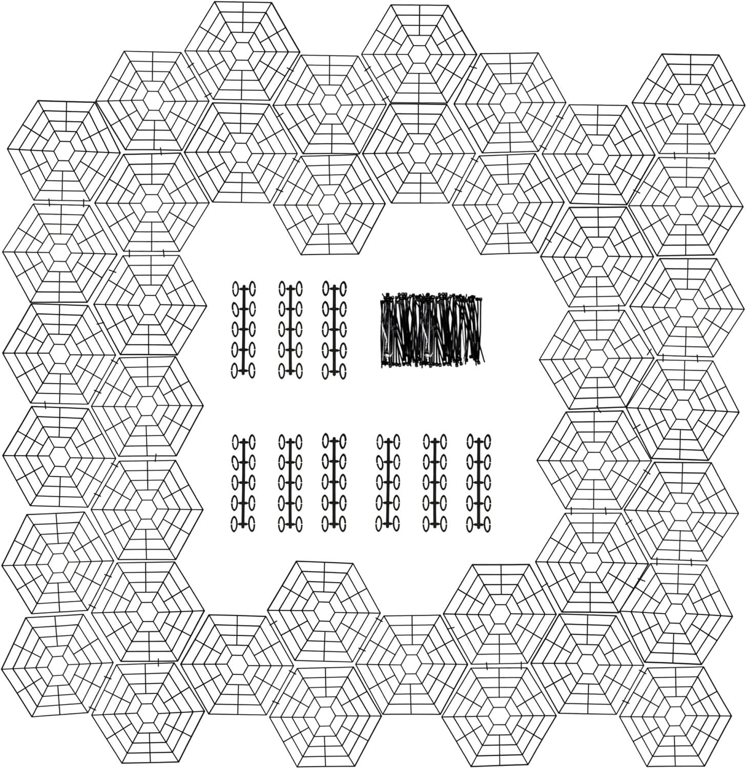 Filet De Protection Pour Bassin Hexagonal – 20 Pièces Avec Attaches, Protège Poissons Des Hérons, Chats Et Ratons Laveurs