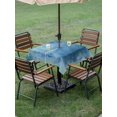thumbnail image 4 of Outdoor Tablecloth with Umbrella Hole for Patio/Picnic/Party/Camping, Teal Blue Ombre Waterproof Table Cloth Square Cover Washable, Modern Abstract Art Turquoise Gradient (60"x 60"), 4 of 9