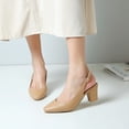 thumbnail image 4 of SACFOF Women's Pointed Toe Block Heel Pumps Slingback Chunky Slip On Low Mid Heel Closed Toe, 4 of 6