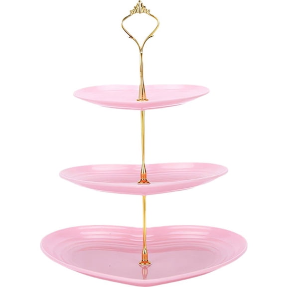 vlrwzc 3 Tier Cake Stand, Tiered Serving Cake Stand, Decorative Tea Party Serving Platter, Tea Sandwich Tray for Party, Wedding, Candle Light Dinner (Heart-Shaped)