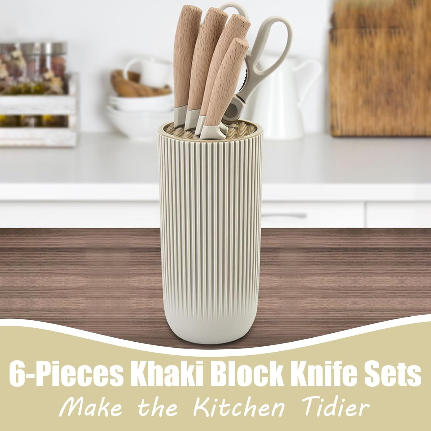 Dot Pet Khaki Sharp Stainless Steel Kitchen Knife Set for Home